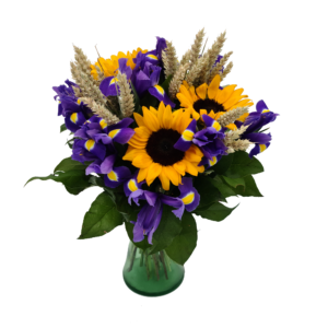 Buchet iris si floarea soarelui