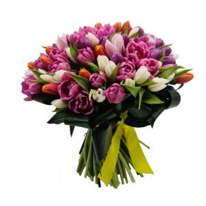 buchet 99 lalele multicolore