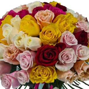 Buchet 101 trandafiri multicolori