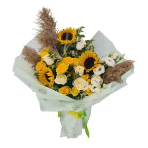 Buchet cu floarea soarelui si pampas